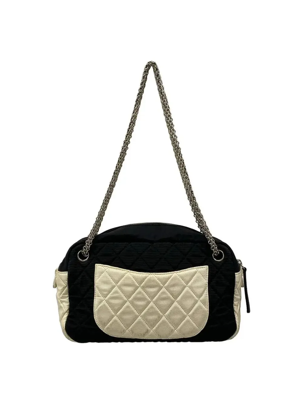 Chanel 2.55 Matelass Black White Nylon #295569C96B
